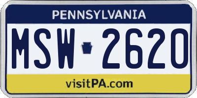 PA license plate MSW2620