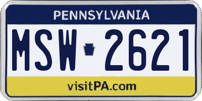 PA license plate MSW2621