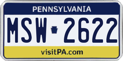 PA license plate MSW2622