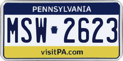 PA license plate MSW2623