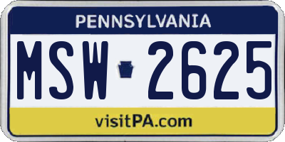 PA license plate MSW2625