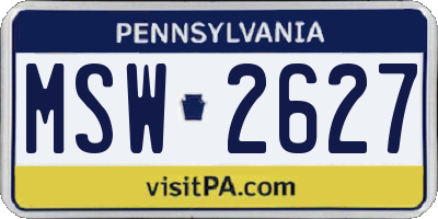 PA license plate MSW2627