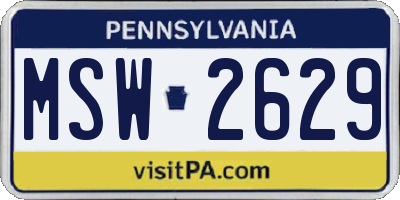 PA license plate MSW2629