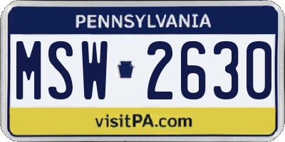 PA license plate MSW2630