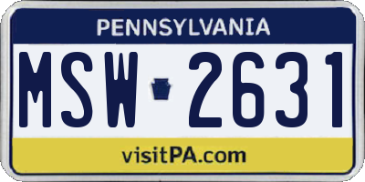 PA license plate MSW2631