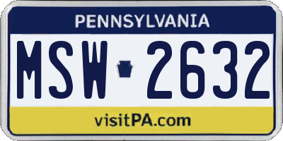 PA license plate MSW2632