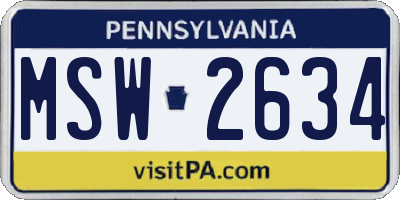 PA license plate MSW2634