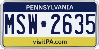 PA license plate MSW2635