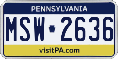 PA license plate MSW2636