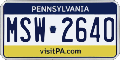PA license plate MSW2640