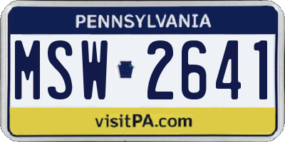 PA license plate MSW2641