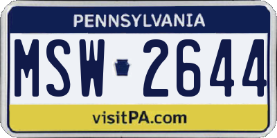 PA license plate MSW2644
