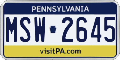 PA license plate MSW2645
