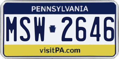 PA license plate MSW2646