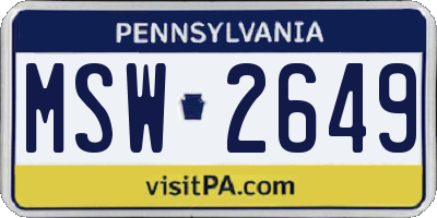 PA license plate MSW2649
