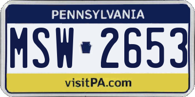 PA license plate MSW2653