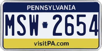 PA license plate MSW2654