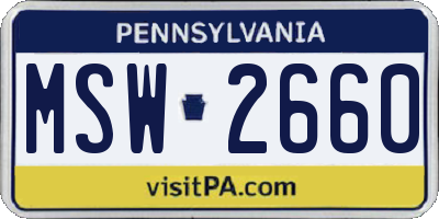 PA license plate MSW2660