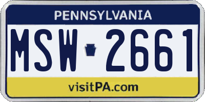 PA license plate MSW2661