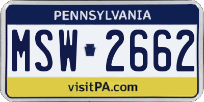 PA license plate MSW2662