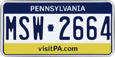 PA license plate MSW2664