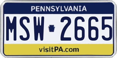 PA license plate MSW2665