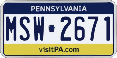 PA license plate MSW2671