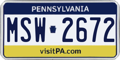 PA license plate MSW2672