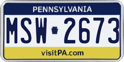 PA license plate MSW2673