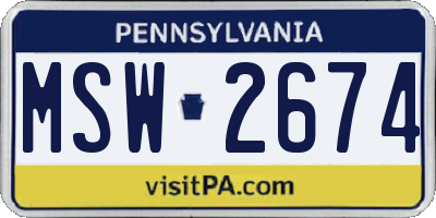 PA license plate MSW2674