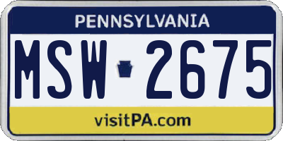 PA license plate MSW2675