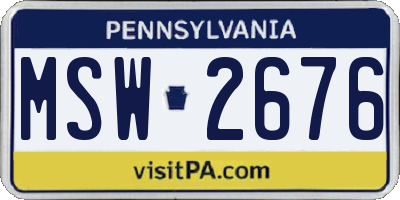 PA license plate MSW2676