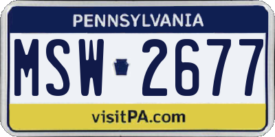 PA license plate MSW2677