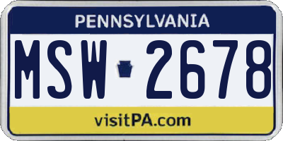 PA license plate MSW2678