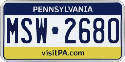 PA license plate MSW2680