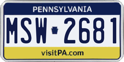 PA license plate MSW2681