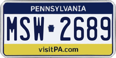 PA license plate MSW2689