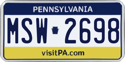 PA license plate MSW2698
