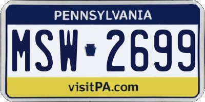 PA license plate MSW2699