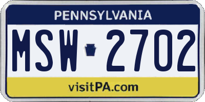 PA license plate MSW2702