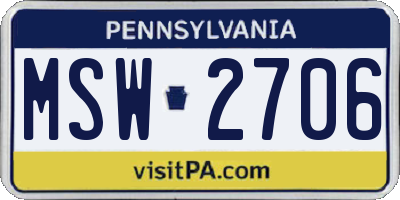 PA license plate MSW2706