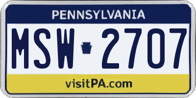 PA license plate MSW2707
