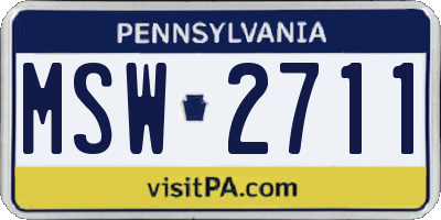 PA license plate MSW2711