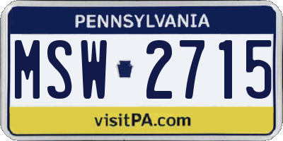 PA license plate MSW2715