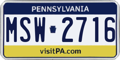 PA license plate MSW2716