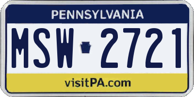 PA license plate MSW2721