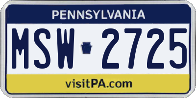 PA license plate MSW2725