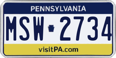 PA license plate MSW2734