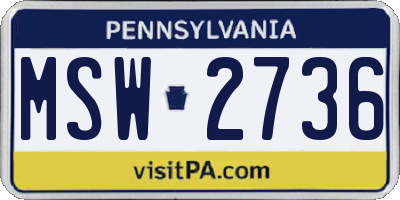 PA license plate MSW2736
