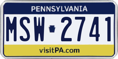 PA license plate MSW2741